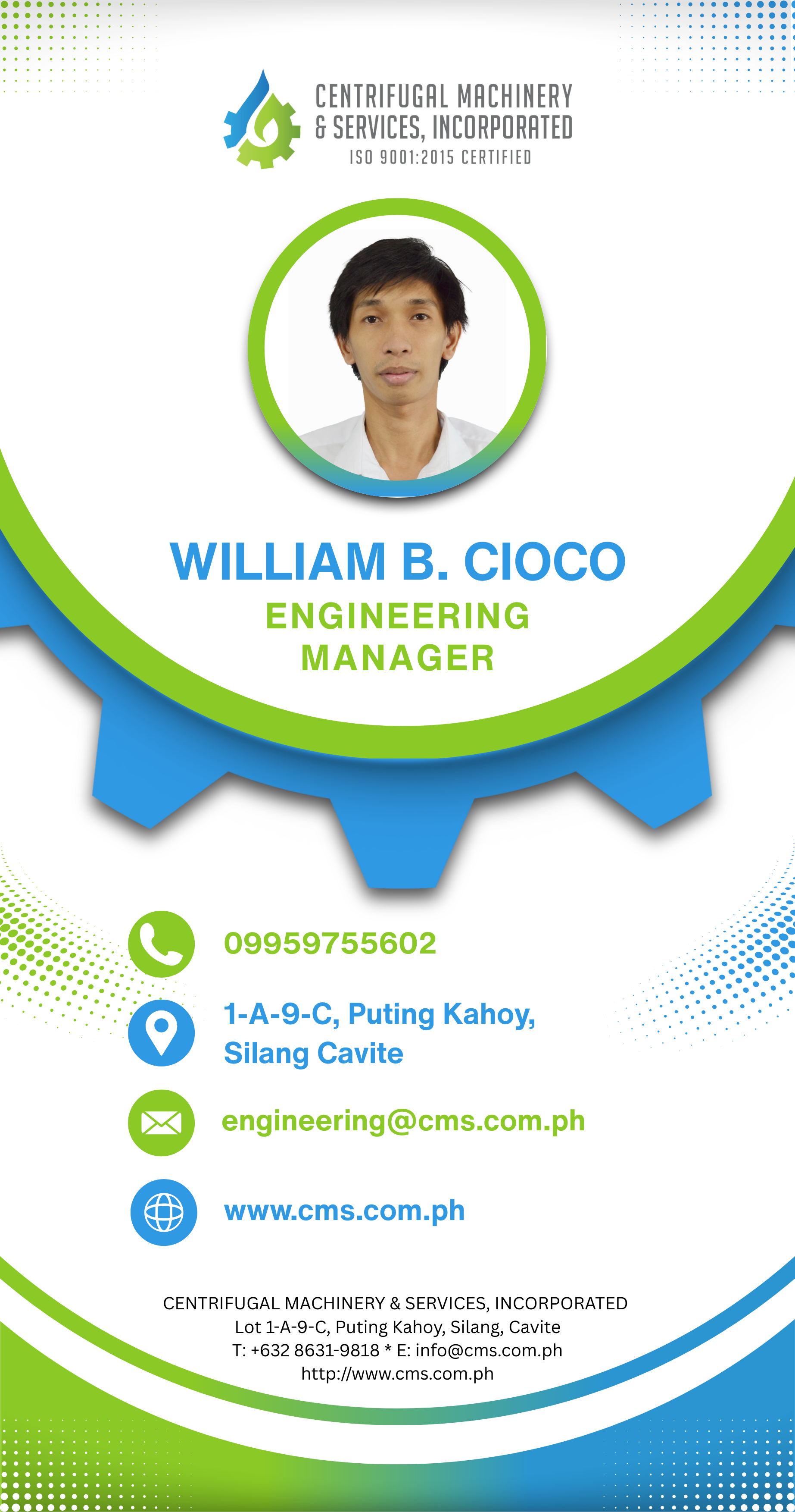 WILLIAM B. CIOCO - Engineering Manager, Centrifugal Machinery & Services, Inc.